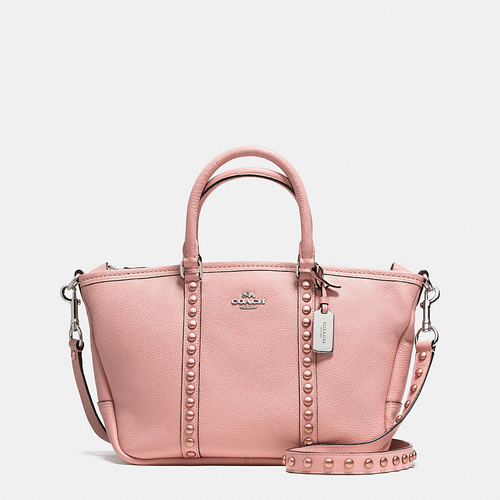 Central Satchel In Lacquer Rivets Pebble Leather | Coach Outlet Canada